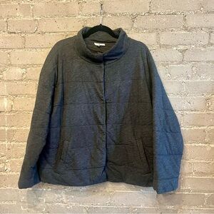 Eileen Fisher Charcoal Organic Cotton Quilted Jacket - Size XL